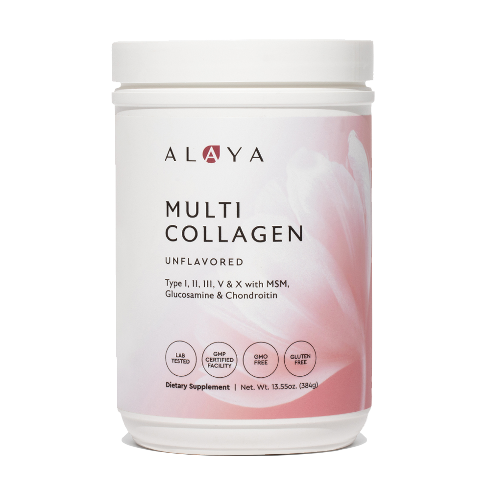 Alaya Multi Collagen Powder supplement bottle on a white background #hide #flavor_unflavored